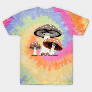 Flat Graphic of Gray and Red Mushrooms T-Shirt